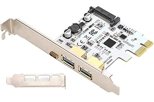 ASHATA PCIE USB 3.0 Card, USB 3.0 Expansion Card Type-C Riser Card SATA Power Port for VIA Labs VL805 Master, USB3 Hub Controller Adapter Compatible with Windows 10/8.1/8 / 7 / XP