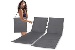 INTIMO COLLECTION Intimo Living 2er-Set Strandstuhl mit stufenlos Verstellbarer Rückenlehne, Strandmatte gefüllt mit Komfortschaum, Ultraleicht und platzsparend, zusammenklappbar, grau