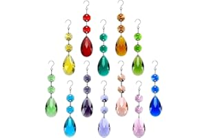 ‎GOLDENHAITAI Goldenhaitai 12pcs Tränendrop Kristall Kronleuchter Prismen Sonnencatcher Perlen Ersatz, 38 mm mehrfarbige Hängekristalle Anhänger für Kronleuchter Fenster Hochzeitsfeier Dekoration Geschenke