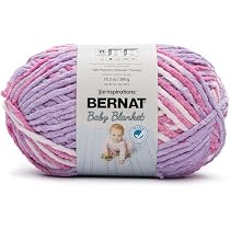 Bernat Babydecke Garn Polyester – Little Petunias 300g / 201m, Weiches Chenille-Garn