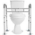LandTale Toilet Safety Rails, Adjustable Toilet Rails for Elderly Adults Senior Disabled Handicap, Toilet Assistance Handles Safety Frames, Fit for Most Toilet, Foldable & Portable