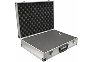 PeakTech 7265 - Carrying Case for Measurement Instruments, Resistant Aluminum Case, Tool Compartment, Foam Padding, with Padlock, Dustproof Case, XL - 390 x 280 x 100 mm