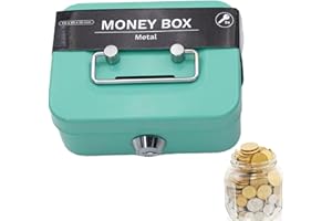 Huasean Tirelire avec Clé en Métal, Coffre-Fort en Étain, Petit Caisse Verrouillable, Boîte de Dépôt d'Argent avec Serrure