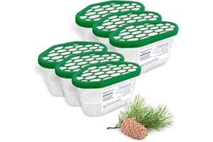 Aquafloow Assorbitore di Umidità per Ambienti 400 ml, Riduce l'umidità, 6 Pezzi PINE | Neutralizzatore di Odori, Deumidificatore per Cucina, Armadio, Bagno e Studio