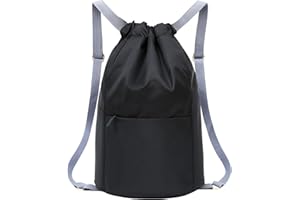 ZSMJAER Sac de Sport à Cordon Grande Capacité, Imperméable en Nylon, Ultra-léger Pliable, Bandoulière Réglable, Unisexe pour l'École, Voyage, Camping, Gym
