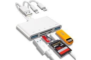 JOOPSHEE 5-in-1 Memory Card Reader, USB OTG Adapter & SD Card Reader for Phone/Pad, USB C and USB A Devices with Micro SD & SD Card Slots, Supports SD/Micro SD/SDHC/SDXC/MMC(BlackRed)