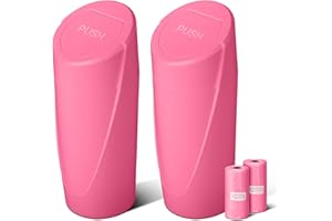 SGLRT Auto-Mülleimer mit Deckel, 2 Packungen, Rosa-Rot, 900 ml, Zylindrisch, Geruchsversiegelung, ABS, Auto, Schlafzimmer, Wohnzimmer, Esszimmer, Küche, Kinder, Badezimmer, Heimbüro