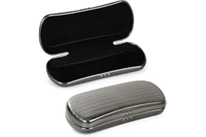 Hifot Twarde etui na okulary, aluminiowe etui na okulary, metalowe pudełko na okulary, etui na okulary dla mężczyzn, kobiet, dzieci, etui na okulary przeciwsłoneczne, Szaro-zielony, rozmiar