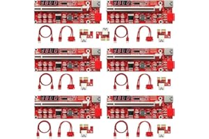 YABOANG PCI-E Riser Express Cable de 1x a 16x Extensión Gráfica Bitcoin Mining Powered Riser Adapter Card con cable SATA de 6 pines con cable de extensión USB 3.0 de 60 cm (V013PRO-6 unidades)