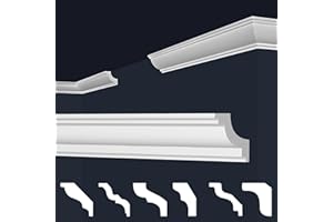 MARBET DESIGN Modanature per soffitti Marbet in polistirolo XPS - Modanature in stucco di alta qualità, leggere e robuste, dal design moderno - (2 metri E-28-80x80mm) Soggiorno