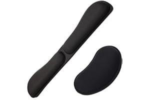 SLEEKEE Set di 2 tappetini per mouse pieghevole, per tastiera, poggiapolsi ergonomico, in memory foam, adatto per il funzionamento del computer da ufficio (nero)