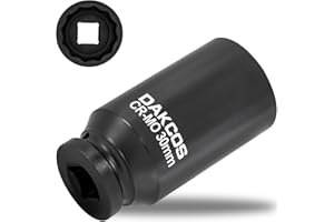 DAKCOS 1/2" Llave de Impacto Vaso Largo 30mm Multidiente 12 caras, Cr-Mo, 78mm de longitud