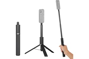 HSU Niewidoczny kij do selfie 120 cm do Insta 360, niewidoczny kij do selfie 2 w 1 + statyw do Insta 360 X5/X4/X3/ONE X2 Hero 13 Hero 12 czarny
