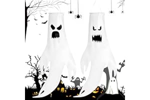 LIEKADIJIAE Halloween Geist Windsock, Halloween Deko Hängende Windsäcke, 120 cm Halloween Ghost Decoration Garden, Halloween Hanging Ghost Windsock Decoration for Children Garden Horror Outdoor Party Pack of 2
