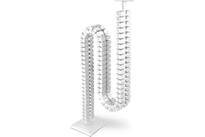 OL Oskar Lehmann Kuba Slim Line Guide-câbles carré, longueur de 1 260 mm, gaine de câble blanche de pour bureaux réglables en hauteur