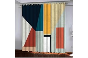 Daesar Tende Poliestere Tenda per Soggiorno Moderna Geometria Tende Oscuranti Blu 107x183CM Tende Coprenti 2 Pannelli