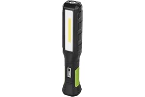 EMOS Wodoszczelna lampa robocza LED, ładowalna lampa warsztatowa z zginaną nóżką, hakiem i magnesem, 800 lm, zasięg świecenia 110 m, akumulator 2000 mAh z 7 godzinami świecenia i kablem do ładowania,