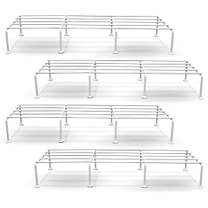 BonKaso Premium Rectangular Anti-Rust Metal Plant Stand Set (Pack of 4) - Stylish White Stands for Indoor, Outdoor, and Balco