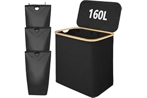 Gabrella Laundry Basket with Lid, 160L Laundry Bin with Removable Laundry Bags Clothes Hampers for Laundry Washing Baskets for Laundry Clothes Bin Large Foldable Laundry Hamper for Bedroom Room