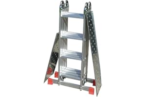 BPS ACCESS SOLUTIONS 4x4 Rung - 4.75m (15'7") Superior Latest 'Big Red Foot' Multi Purpose Ladder with Free Extra Strong 2-Part Platform Plus Step Platform - Ladders