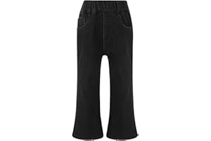 inhzoy Mädchen Retro Schlaghosen Jeans Slim Fit Kinder Stretch Skinny Löcher Jeanshose Leggings mit Rüschen Casual Lange Hosen High Waist