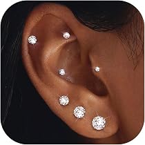 FANCH Set Orecchini Acciaio Chirurgico Orecchino Leggero Ipoallergenico Placcato Oro 14K per Donne Uomo Cubic Zirconia Orecchini a Perno 3-8mm Piccolo Sleeper Huggie Cartilage Orecchini a Cerchio Oro