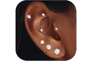 YADOCA 7 Paires Boucles d'Oreilles en Acier Inoxydable Zircone Cubique Oreille Cartilage Hélix Piercings de Tragus pour homme et femme 2-8mm