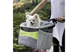 Petsfit Portabicicletas de Bicicleta, Portabicicletas para Perros con Bolsillos pequeños, Portabicicletas Portabicicletas pequeño con Correa de Hombro, 29cm x 21cm x 30cm, Verde y Gris
