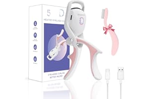 Denabuty Wimpernzange Beheizbar, Elektrische Beheizbare Wimpernzange mit 3 Temperaturmodi Silikon-Heizkissen USB-C Wiederaufladbare mit Wimpernkamm Lange Dauerhafte Lift für Alle Wimpern Weiß