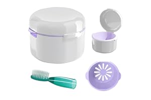DIDATOOL Porta Dentiera, Bite Dentale, Contenitore Dentiera con Cestello per Risciacquo, Scatola per Protesi, Custodia Apparecchio Denti, Pulizia Denti Cleanning (Bianco)