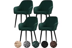 ‎ALISHOMTLL Alishomtll Stretch Velvet Chair Covers, Set of 4, Universal Armchair Cover, Chair Cover with Armrests, Removable, Washable Dining Room Chairs Cover for Kitchen, Dining Room, Banquet, Wedding, Party