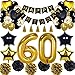 Produktbild 60. Geburtstag Dekorationen Ballon Banner - Happy Birthday Banner, 60. Gold Anzahl Ballons, Schwarz und Gold, Nummer 60 Geburtstag Ballons, 60 Jahre alt Geburtstag Dekoration