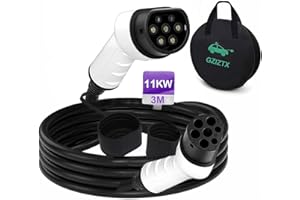 Gziztx Cavo di ricarica tipo 2, 16A / 11KW / 3 fasi / 3 metri, tipo 2 EV, cavo di ricarica per auto elettrica con borsa per il trasporto (3M 11KW)