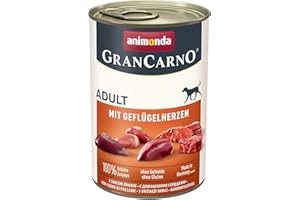 Animonda GranCarno Adult,Mokra karma dla doroslych psów, z Drobiowymi Sercami, 6 x 400 g