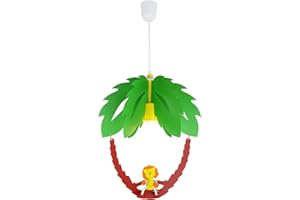 ‎ELOBRA Elobra Kinderlampe Deckenleuchte Palme mit Löwe, Kinderzimmer Holz, grün/braun, A++