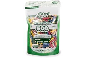 PURIZE® XTRA Slim - Bolsa de 500 filtros de carbón activo premium para un disfrute refinado, multicolor