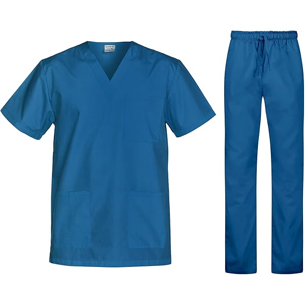 Meichoon Medische scrubs voor dames, aparte set met opstaande hals, stretch top met 2 zijzakken, taps toelopende yogabroek, zacht en kreukbestendig DK55, roze, M