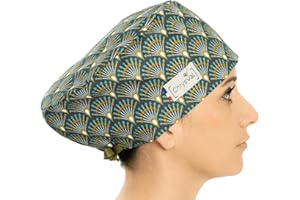 CHRYSVAL - Calot Couvrant Léon - Bonnet Médical ou Calot Cuisine Unisexe 100% Coton Oeko-Tex - Réglable Avec Attaches et Elastique