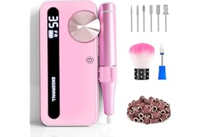 ENGERWALL Fresa elettrica per Unghie con 7 Testine Lucidanti e 56 Nastri Abrasivi per Manicure e Pedicure per Accorciare, Limare, Modellare e Curare Unghie e Cuticole, 35,000 giri/min, Rosa