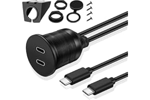 TNP PRODUCTS TNP - Cavo USB C 3.0, cavo di prolunga doppio USB, 1,8 m, 2 m, per cruscotto auto con montaggio a pannello, 2 porte tipo C maschio a femmina, connettore adattatore per barca e moto