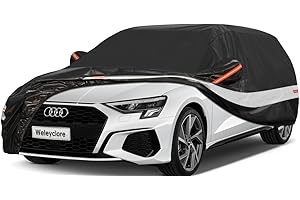HOLTHLY 10 Layers Hatchback Car Cover Waterproof Breathable,100% Waterproof Outdoor Car Covers Custom Fit for Ford Focus, BMW 1 Series, Audi A3 Sportback, VW Golf, Vauxhall Astra,etc Black