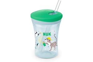 NUK Action Cup småbarnsmugg | Från 12 månader | Mjukt sugrör med vridförslutning | Läckagesäker | BPA-fri