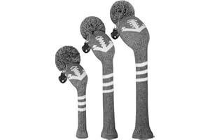 Scott Edward Knitted Golf Club Head Covers for Woods 3Pcs Set Golf Driver (460CC) Fairways and Hybrid/UT with Rotating Number Tags
