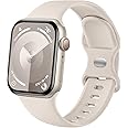 Upeak Compatible with Apple Watch Strap 41mm 40mm 38mm, Silicone Sport Straps Replacement Band Compatible with Apple Watch Series 9 8 7 6 5 4 3 2 1 SE/iWatch Strap, 38mm/40mm/41mm, Starlight