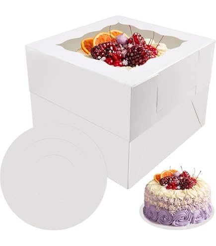 Scatole Per Torta 10 Pollici - Confezione Da 4 Con Coperchi, Biglietti E Nastro, Per Trasporto Sicuro - Foto 7
