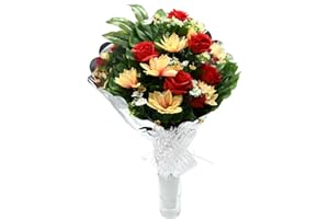 . ILUMINA TU VIDA . PANDA HOME Panda Home Flores Artificiales: Ramo Duradero para Cementerio, Nichos y Sepulturas, Más de 30 Modelos, Tamaño Aproximado 58x45 cm, Incluye Liliums Artificiales