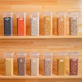 Porsima 432 12 li Etiketli Kare Un Erzak Bakliyat Saklama Kabı Takımı 1.90 lt - Şeffaf