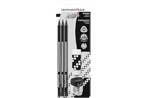 Eberhard Faber 510196 - Set di matite Winner con matita triangolare di durezza HB, una gomma e doppio temperino con contenitore per trucioli richiudibile, per la scuola e il tempo libero