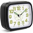 Pilmoux Alarm Clocks Bedside Non Ticking Battery Powered Silent Luminous Clock Large Dial Table Clocks for Bedrooms Snooze Night Light Loud Crescendo Alarm for Home Kids Children
