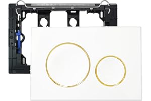 Empyreal Piastra di Scarico con Set di Leve di Scarico e Telaio di Montaggio, Placca di Attuazione Adatto a Geberit Sigma 20, Doppio Scarico, 1 Pezzo(Fondo Bianco & Cerchio d'Oro).
